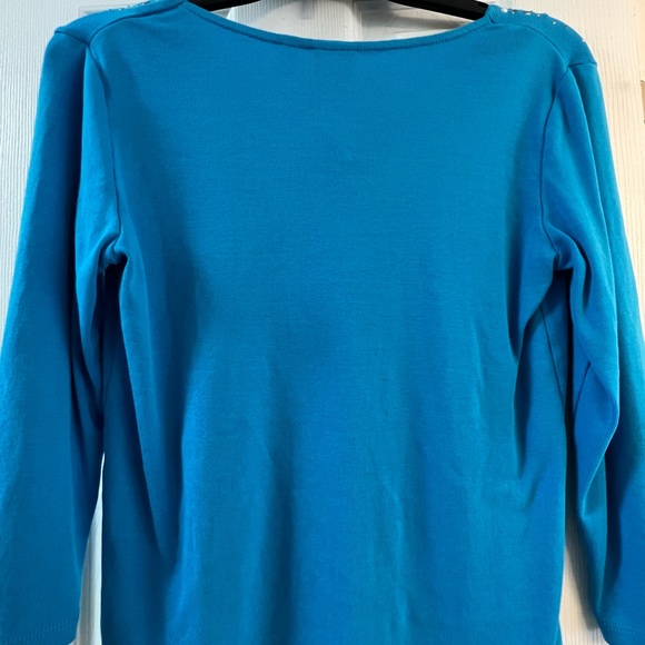 EUC Rafaela Blue long sleeve top with accents - Size M - Picture 3 of 4